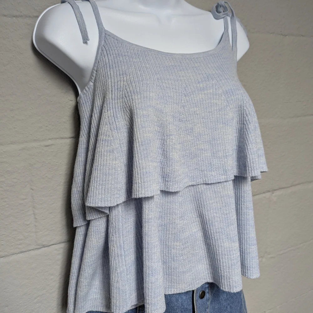 NWT J.Crew Merino Wool Knit Tank Top Size M Tiered Tie Straps Babydoll - Picture 2 of 8
